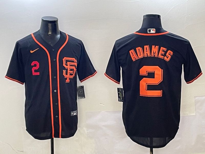Men San Francisco Giants #2 Adames Black Game 2025 Nike MLB Jersey style 3